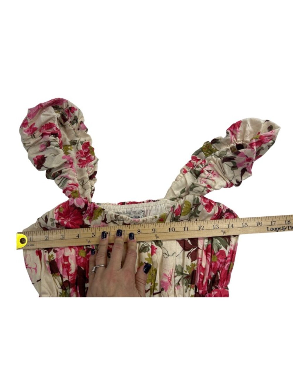 Abercrombie Floral Babydoll Dress Sz M Linen Blend Trendy Puff Sleeve Romantic - Picture 10 of 12